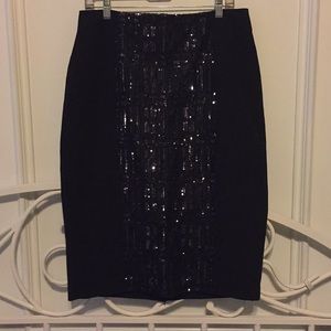 Black, sequin-front skirt